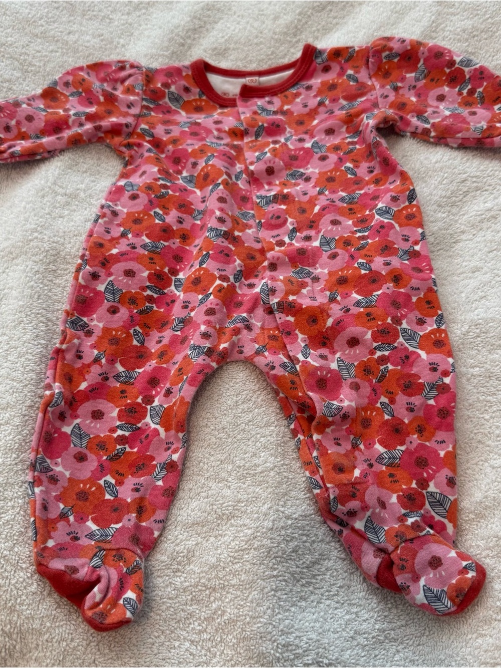 Magnetic Me Pink Red Floral Footed Sleeper Mitts 3m 100% Cotton